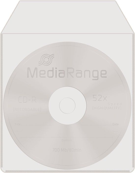 MediaRange Plastic CD/DVD hoesjes met flap en plakstrip op rugzijde 50 stuks