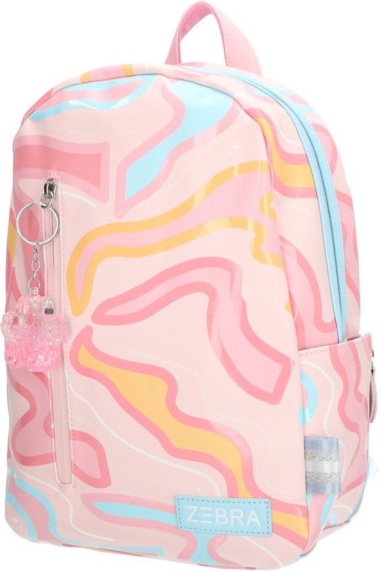 Zebra Trends Lily Rugzak - Meiden - Schooltas - Kinderrugzak - Flessenhouders - Girls - School - Rugtas - wavy pastel