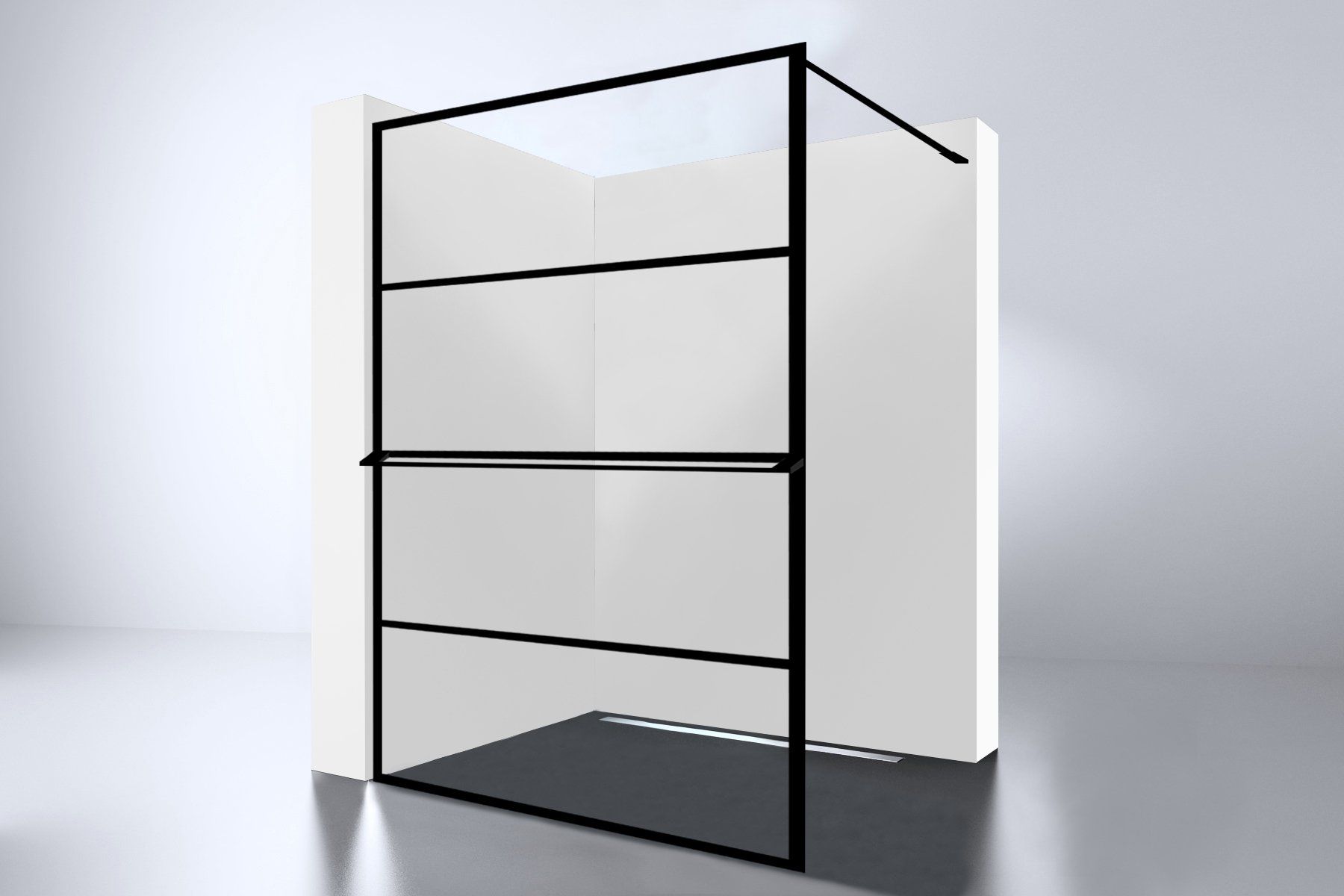 Best Design Inloopdouche Noire 140x200cm Antikalk Helder Glas Zwart Profiel 10mm Veiligheidsglas Easy Clean