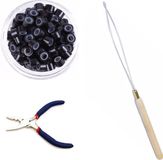 New Age Devi Goodies and Living Groothandel New Age Devi - 100 stuks Combo_Microring met silicone - zwart - loop - inzettang