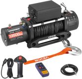 VEVOR Elektrische Lier, 6100 Kg, 12V DC Elektrische Lier met 26 M Synthetisch Touw, Draadloze En Bekabelde Afstandsbediening, IP55, voor Het Slepen van Terreinwagens, Jeeps, Aanhangwagens En Boten