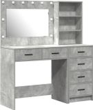 vidaXL Kaptafel met Spiegel - 2 stuks - Grijs - 78.5 x 41 x 135 cm - Bewerkt hout