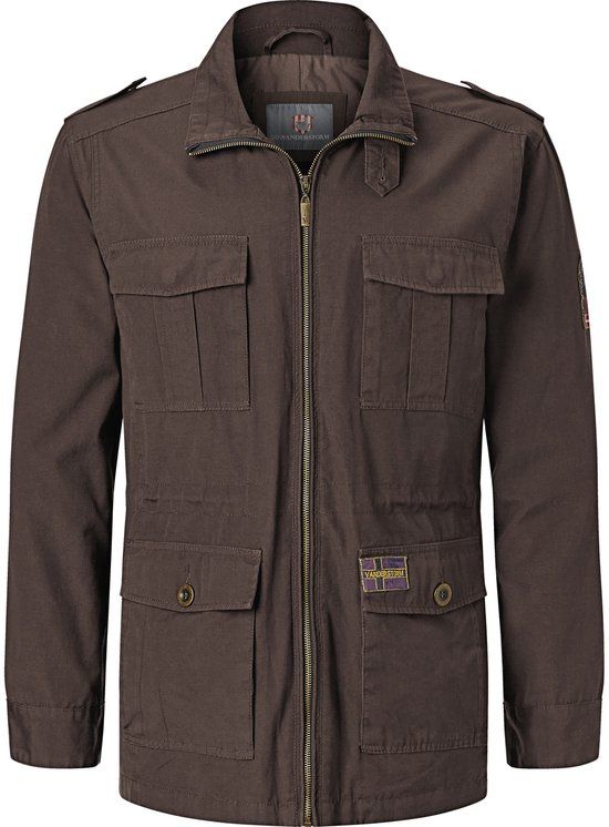 Jan Vanderstorm heren Militair Jack - 68 - bruin - Plus Size
