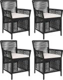 vidaXL Buitenzit 4 st Zwart en Crème poly rattan
