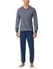 Schiesser Pyjama lang - Comfort Essentials - Heren Pyjamaset - blauw