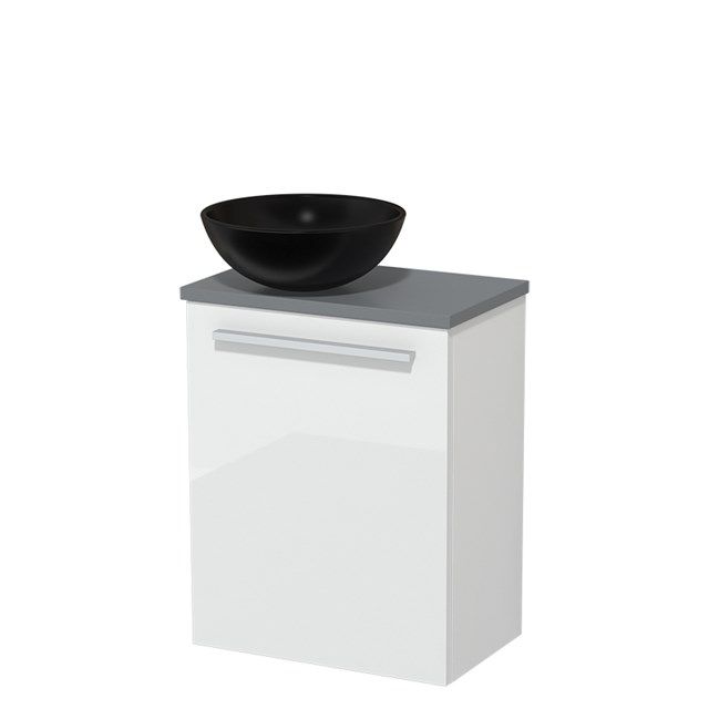 Maxaro Modulo Toiletmeubel - 41 cm - Hoogglans Wit - Middengrijs Blad