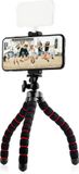 MOJOGEAR Flexibel statief met schuimrubber poten — Geschikt voor Smartphone / Compactcamera / Action cam — Tot 26 cm hoog — Met statiefhouder voor smartphones tot 9,5 cm breed — Zwart/Rood