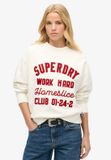 Superdry Workwear losse trui met borduursel en ronde hals Dames Off White