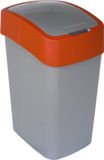 Markenlos Afvalbak 50 liter met flip-deksel - Zwart/Rood