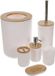 Ruhhy Set d'accessoires de salle de bain - Blanc/Bois