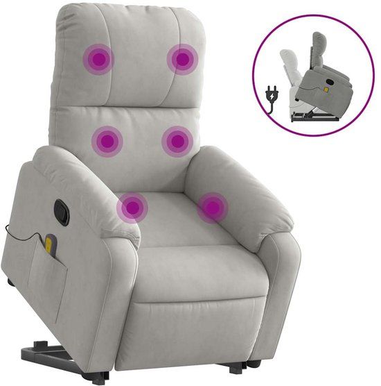 vidaXL Sta-op-massagestoel verstelbaar microvezelstof lichtgrijs