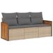 vidaXL 3-delige Loungeset met kussens, polyrattan, beige