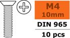 Revtec - Flat Head Screw - M4X10 - Galvanized Steel - 10 pcs