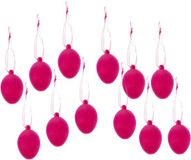 Cepewa Paaseieren hangdecoratie - roze - 12x stuks - 4 x 6 cm - kunststof - Paasversiering