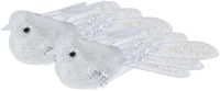 Merkloos / Sans marque Koopman International Kerstboomversiering Vogel - 2x stuks - 10 cm - Wit glitter - op clip - ornament