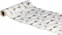 Chaks Tafelloper op rol - 2x - ginkgo print - wit/grijs - 28 x 300 cm - polyester