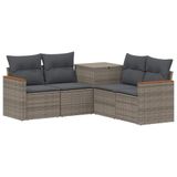 vidaXL - Bankstel - 5 - st - Grijs - en - Donkergrijs - Poly - Rattan - en - Staal