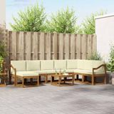vidaXL - Hoek loungeset - 8 zitplaatsen - Natuurlijk en crème - Acacia hout