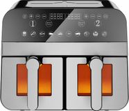 COMFY NEST – Dubbele XXL Airfryer met vensters – 9 L - Elegant Zwart/Zilver Design