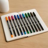 Agyo Set van 10 balpennen, meerkleurig, medium punt, 1 mm, vloeibare inkt, sneldrogend, zakclip, levendige kleuren voor school en kantoor, hersluitbaar etui