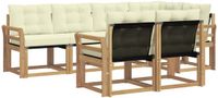 vidaXL - Hoek loungeset - 7 zitplekken - Wit en crème - Acacia hout