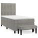 vidaXL Boxspring met matras fluweel lichtgrijs 80x200 cm