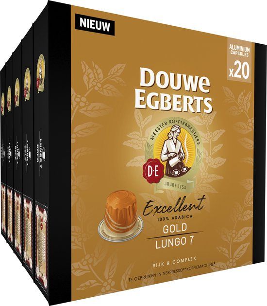 Douwe Egberts Excellent Gold Lungo Koffiecups - Intensiteit 5/9 - 10 x 20 capsules
