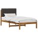 vidaXL Bedframe met gestoffeerd hoofdbord Naturel en donkergrijs