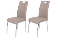 Hela Eetkamerstoelen Susi, Set van 2, Kunstleer Cappuccino, Metalen Frame Chroom