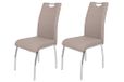 Hela Eetkamerstoelen Susi, Set van 2, Kunstleer Cappuccino, Metalen Frame Chroom