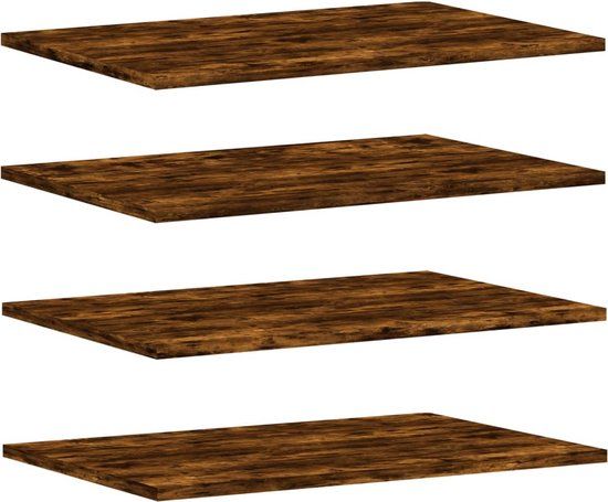 vidaXL Wandschappen - 4 stuks - 60x40x1,5 cm - Bewerkt Hout - Gerookt Eikenkleur
