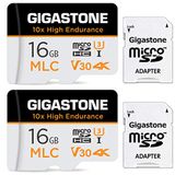 GIGASTONE 16GB 2-pack micro SD geheugenkaart, MLC 10x High Endurance, SDHC UHS-I U3, klasse 10, V30, 4K, 95/35 MB/s lees- en schrijfsnelheid, Full HD, speciaal voor Dash Cam, slimme binnen-/buitencamera, micro sd card
