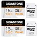 GIGASTONE carte mémoire micro SD 16 Go 2-pack, MLC 10x High Endurance, SDHC UHS-I U3, classe 10, V30, 4K, 95/35 Mo/s vitesse de lecture et d'écriture, Full HD, spécialement pour Dash Cam, caméra intérieure/extérieure intelligente, carte micro sd