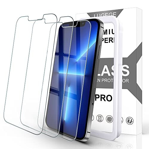 Lugege Screen Protector voor iPhone 13 Pro Max, HD gehard glas Anti Scratch Work with Most Case, 6,7 inch, 3 Pack