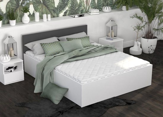 Viking Choice 2 persoons bed 160x200 cm - wit/grijs - zonder matras - opklapbare bodem