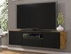 AUREO Meuble tv-hifi 3 portes 150 cm chêne artisan/noir avec led