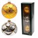 Dekohelden24 Lauschaer Kerstboomversiering - set van 3 glazen ballen in goud en antraciet, mondgeblazen en met de hand versierd, met gouden kroontjes, diameter ca. 8 cm