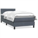 vidaXL Boxspring met matras fluweel donkergrijs 80x210 cm