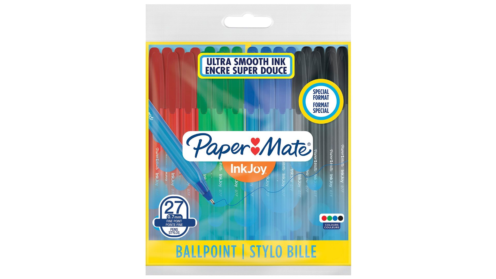 Papermate InkJoy 100ST Zwart, Blauw, Groen, Rood Stick balpen Medium 27 stuk(s)