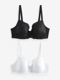 Next - Dames - Set van 2 DD+ kanten balconette beha's met vulling - Zwart