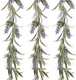 Decoris Lichtpaarse lavendel kunsttak - 3x - kunstplanten - slinger - 80 cm