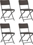 vidaXL Opklapbare stoelen, 4 stuks, HDPE en staal, bruin
