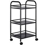 BAKAJI Metalen opbergwagen, 3 planken, 40 x 35 x 75 cm, zwart