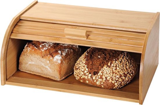 Decopatent broodtrommel met rolluik - fsc® bamboe houten brooddoos met