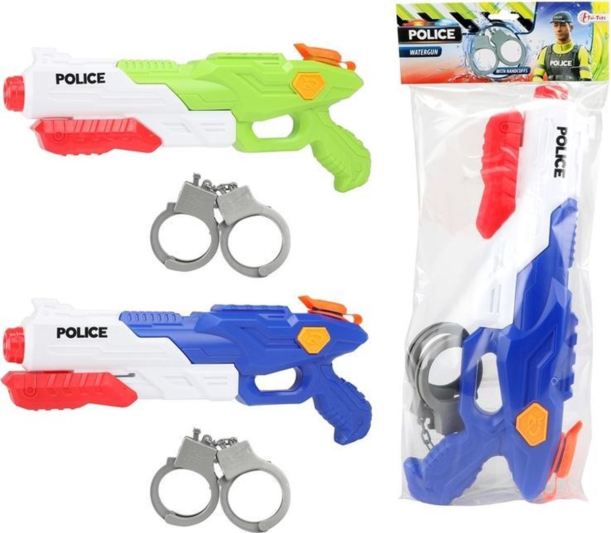 Toi Toys Toi-toys Waterpistool Politie Junior 40 Cm Groen/wit 2-delig