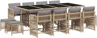 vidaXL Ensemble de jardin 13 pièces avec coussins, polyrotin, beige mélangé