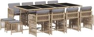 vidaXL Ensemble de jardin 13 pièces avec coussins, polyrotin, beige mélangé