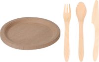Set couverts en bordjes voor 24 personen en 30 assiettes en carton durables pour gâteau/amuse-gueule 23 cm