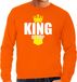 Bellatio Decorations Koningsdag sweater King of pop met kroontje oranje - heren - Kingsday pop muziekstijl outfit / kleding / trui S