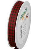 Halbach Seidenbänder Premium Vichy Karo cadeaulint (rood/donkergroen)